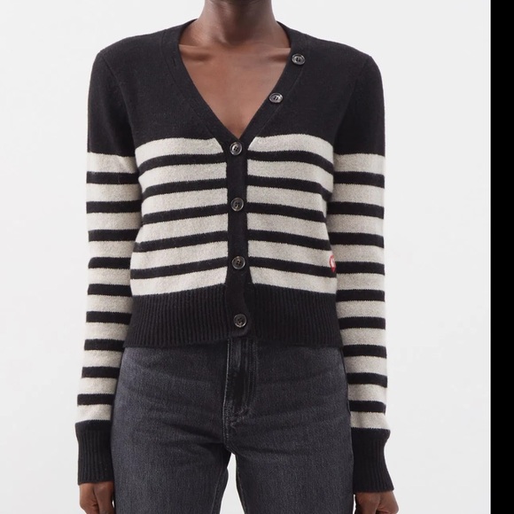 Frame Denim Sweaters - Frame x Claudia Schiffer Striped Cashmere Cardigan